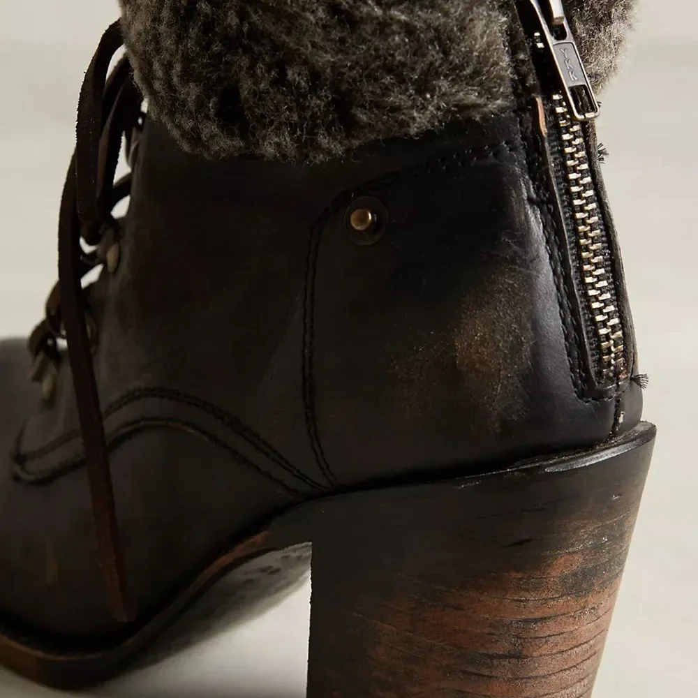 Freebird by Steven Swiss Brown Leather Ankle Booties Women's (Size 7) - Picture 3 of 13